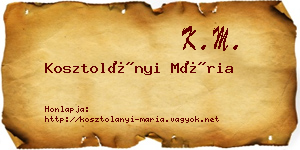 Kosztolányi Mária névjegykártya