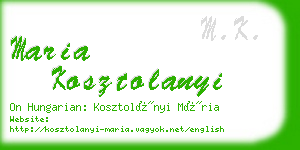 maria kosztolanyi business card